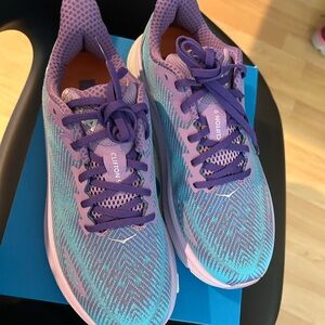 Hoka Clifton Athletic Shoes Purple and Blue Mesh Performance